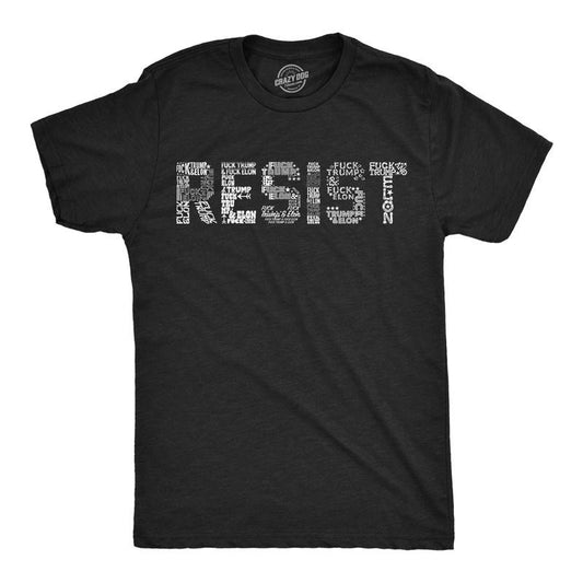 Mens Funny T Shirts Resist F*ck Trump Elon Sarcastic Political Graphic Novelty Tee for Men Mens Funny T Shirts Cool Tees Soft Stylish Casual Menswear Funny Political Short Sleeve Novelty Tees for Guys Black -