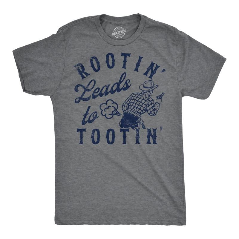 Mens Funny T Shirts Rootin Leads to Tootin Sarcastic Farting Joke Tee for Men Mens Funny T Shirts Cool Tees Soft Stylish Casual Dark Grey
