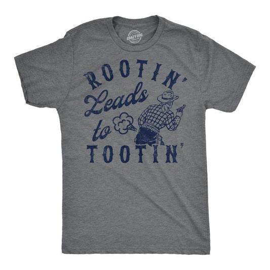 Mens Funny T Shirts Rootin Leads to Tootin Sarcastic Farting Joke Tee for Men Mens Funny T Shirts Cool Tees Soft Stylish Casual Dark Grey