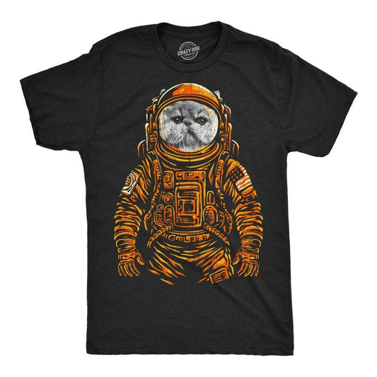 Mens Funny T Shirts Space Kitty Cool Astronaut Kitten Graphic Tee For Men Mens Funny T Shirts Cool Tees Soft Stylish Casual Menswear Space Apparel for Men Funny Cat Short Sleeve Novelty Tees for Guys Black -