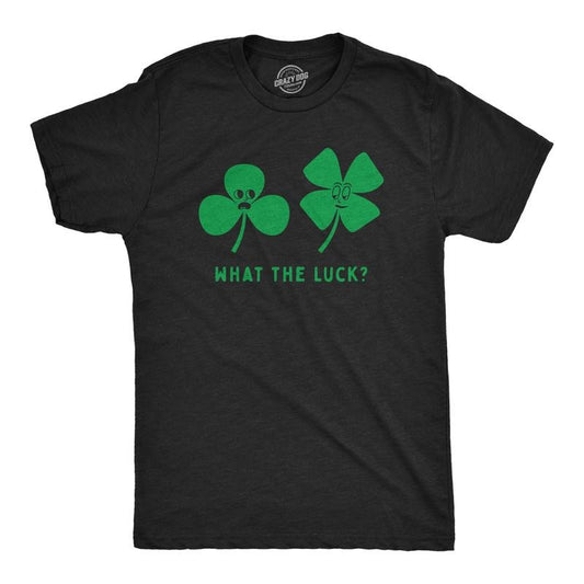 Mens Funny T Shirts What The Luck Sarcastic St Patricks Day Tee for Guys Mens Funny T Shirts Cool Tees Soft Stylish Casual Menswear Black -