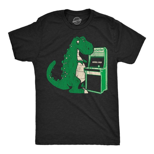 Mens Game Over T Red Funny T Shirt Retro Video Game Tee For Men Mens Funny T Shirts Cool Tees Soft Stylish Casual Menswear Dinosaur Apparel for Men Funny Gamer Short Sleeve Novelty Tees for Guys Black -