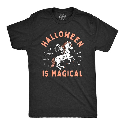 Mens Halloween Is Magical T Shirt Funny Spooky Season Fantasy Lovers Tee For Guys Mens Funny T Shirts Cool Tees Soft Stylish Casual Menswear Halloween Apparel for Men Funny Sarcastic Short Sleeve Black -
