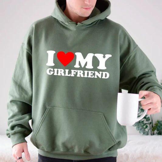 Mens I Love My Girlfriend Hoodie Unisex, I Love My Hot Girlfriend , Gift Joke Birthday Valentines Day