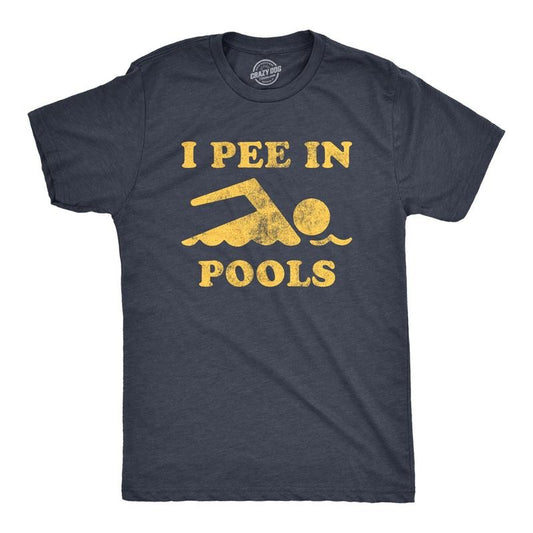 Mens I Pee In Pools T Shirt Funny Sarcastic Summer Swimmer Novelty Tee Mens Funny T Shirts Cool Tees Soft Stylish Casual Menswear Funny Funny Adult Humor Short Sleeve Novelty Tees for Guys Navy