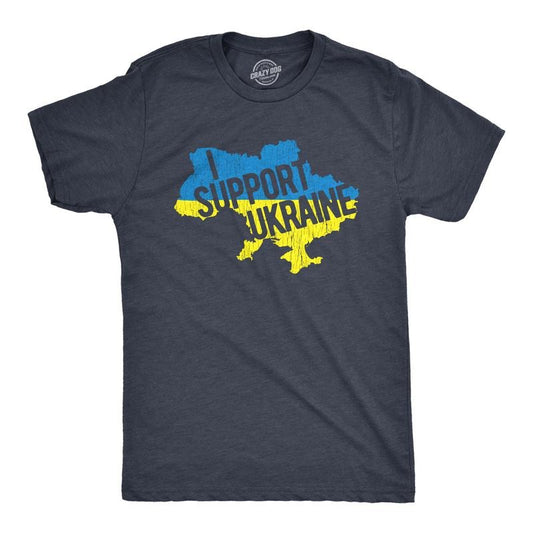 Mens I Support Ukraine T Shirt Cool Ukrainian Country Flag Graphic Novelty Tee For Guys Mens Funny T Shirts Cool Tees Soft Stylish Casual Menswear Vintage T Shirt for Men Funny Political T Shirt Navy