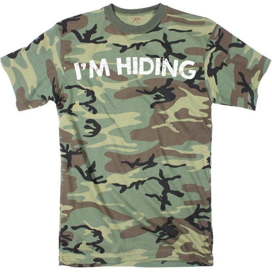 Mens Im Hiding Camo T Shirt Funny Sarcastic Military Hunting Novelty Dad Joke Mens Funny T Shirts Cool Tees Soft Stylish Casual Camo