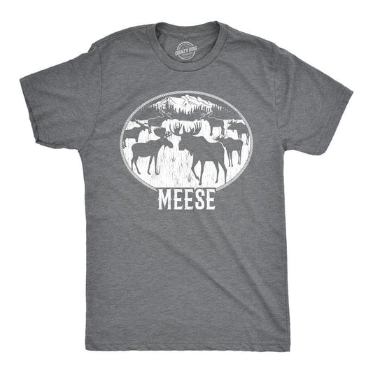 Mens Meese T Shirt Funny Moose Hilarious Sarcastic T Shirt Mens Funny T Shirts Cool Tees Soft Stylish Casual Menswear Hunting Apparel for Men Funny Camping Short Sleeve Novelty Tees for Guys Dark Grey