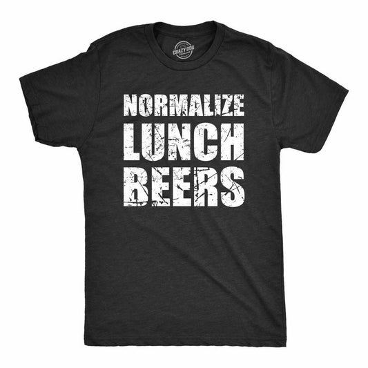 Mens Normalize Lunch Beers T Shirt Funny Day Drinking Lovers Joke Tee for Guys Mens Funny T Shirts Cool Tees Soft Stylish Casual Black -