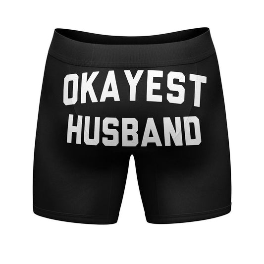 Mens Okayest Husband Boxer Briefs Funny Gift from Wife Humor Novelty Underwear Gag Funny Graphic Boxers Dad Joke  Funny Sarcastic  Mens Black