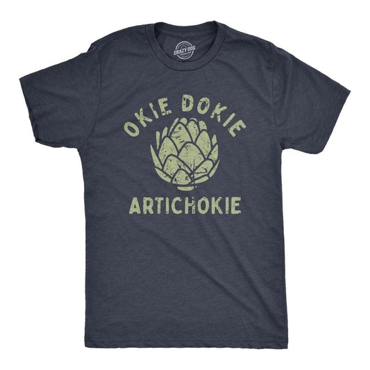 Mens Okie Dokie Artichokie T Shirt Funny Sarcastic Artichoke Joke Tee For Guys Mens Funny T Shirts Cool Tees Soft Stylish Casual Menswear Funny Sarcastic Short Sleeve Novelty Tees for Guys Navy -