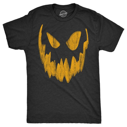 Mens Pumpkin Face T Shirts Funny Halloween Jack O Lantern Spooky Smile Tees for Guys Mens Funny T Shirts Cool Tees Soft Stylish Casual Menswear Halloween Apparel for Men Novelty Tees for Guys Black -
