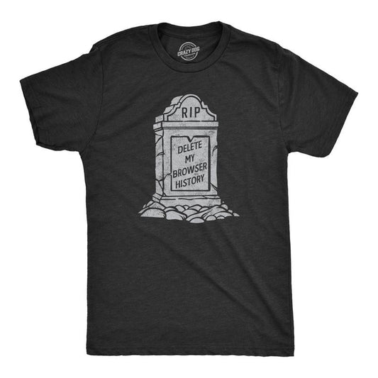 Mens RIP Delete My Browser History T Shirt Funny Grave Death Internet Joke Tee For Guys