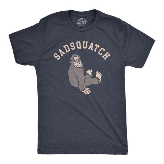Mens Sadsquatch T Shirt Funny Depressed Crying Big Foot Joke Tee For Guys Mens Funny T Shirts Cool Tees Soft Stylish Casual Menswear Funny Sarcastic Short Sleeve Novelty Tees for Guys Navy -
