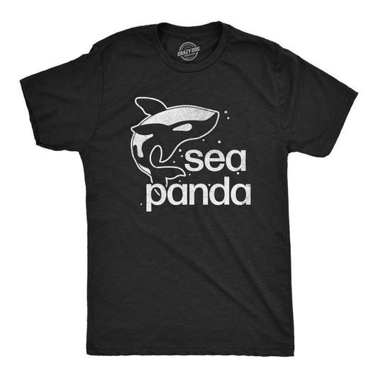 Mens Sea Panda T Shirt Funny Cute Orca Killer Whale Lovers Tee For Guys Mens Funny T Shirts Cool Tees Soft Stylish Casual Menswear Sarcastic Apparel for Men Funny Animal Short Sleeve Novelty Tees for Black -