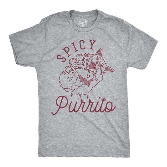 Mens Spicy Purrito Tshirt Funny Cat Burrito Cute Food Tee