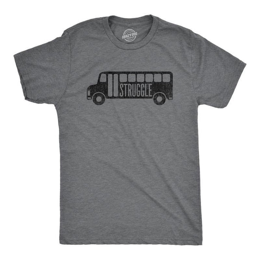 Mens Struggle Bus T Shirt Funny Partying Drunk Hot Mess Joke Tee For Guys Mens Funny T Shirts Cool Tees Soft Stylish Casual Menswear Sarcastic Apparel for Men Funny Drinking Short Sleeve Novelty Tees Dark Grey