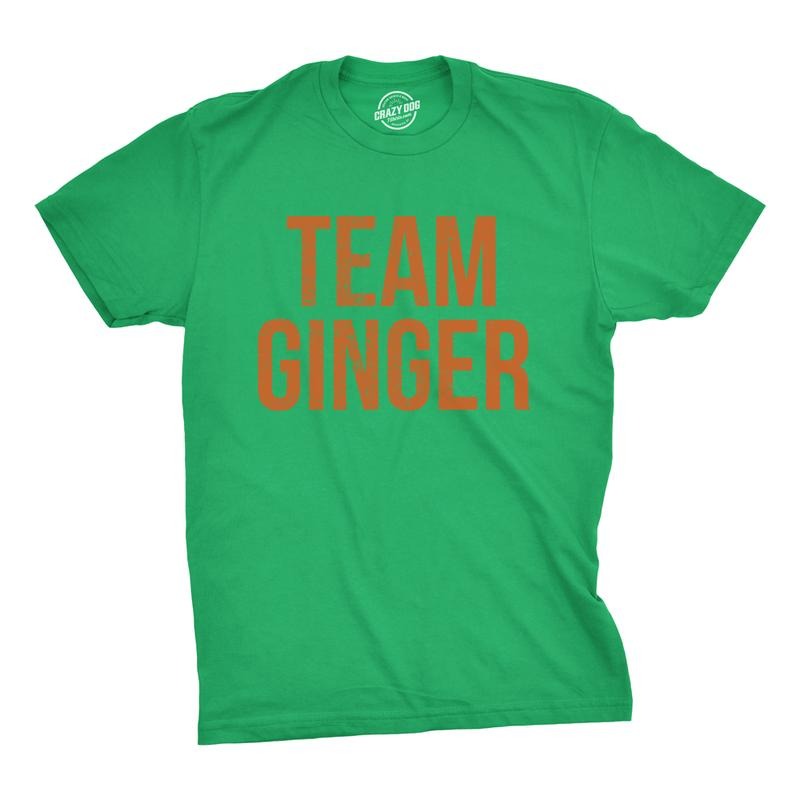 Mens Team Ginger T Shirt Funny Red Head St Saint Patricks Day Irish Tee For Guys Mens Funny T Shirts Cool Tees Soft Stylish Casual Menswear Saint Patrick's Day Apparel for Men Novelty Tees for Guys Green -