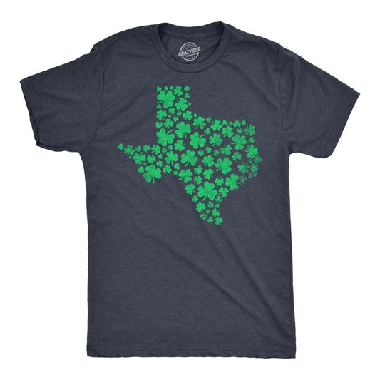 Mens Texas State Clover T Shirt Funny St Pattys Day Parade Shamrock Tee for Guys Mens Funny T Shirts Cool Tees Soft Stylish Casual Navy -
