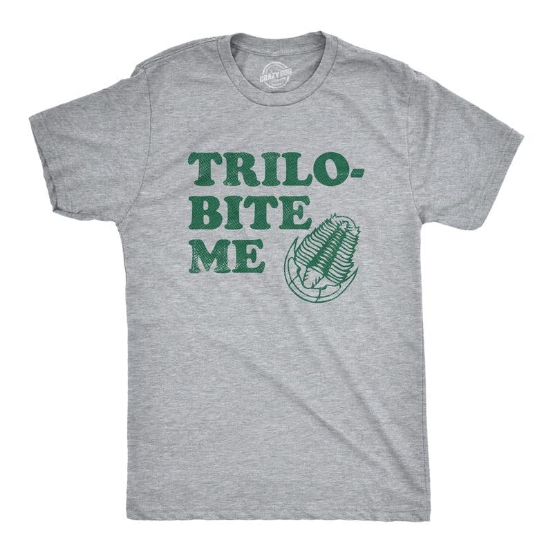 Mens Trilo Bite Me T Shirt Funny Rude Ancient Extinct Arthropod Joke Tee For Guys Mens Funny T Shirts Cool Tees Soft Stylish Casual Menswear Sarcastic T Shirt for Men Funny Animal T Shirt Novelty Tees Light Grey