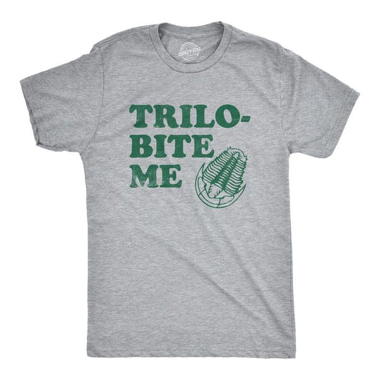 Mens Trilo Bite Me T Shirt Funny Rude Ancient Extinct Arthropod Joke Tee For Guys Mens Funny T Shirts Cool Tees Soft Stylish Casual Menswear Sarcastic T Shirt for Men Funny Animal T Shirt Novelty Tees Light Grey