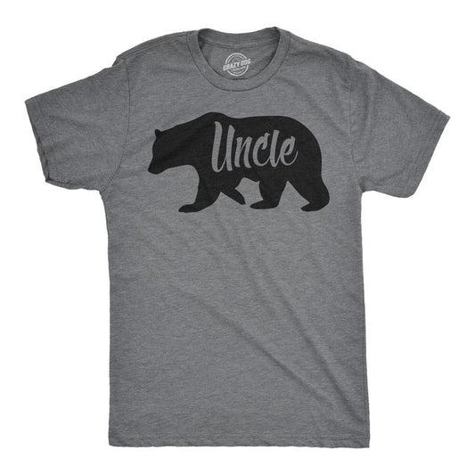 Mens Uncle Bear T Shirt Funny Shirt for Men Gift for Amazing Brother Graphic Mens Funny T Shirts Cool Tees Soft Stylish Casual Menswear Funny Uncle Short Sleeve Novelty Tees for Guys Dark Grey