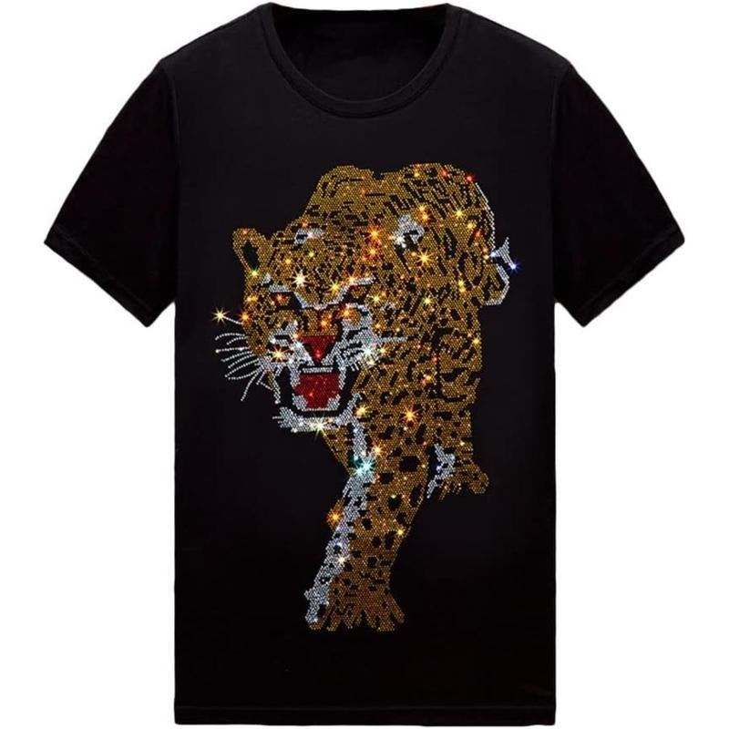 Mens Womens Sparkly T Shirt Rhinestone Short Sleeve Rock Festival Bling Gemstone Tshirt Cotton Graphic Tees made in usa