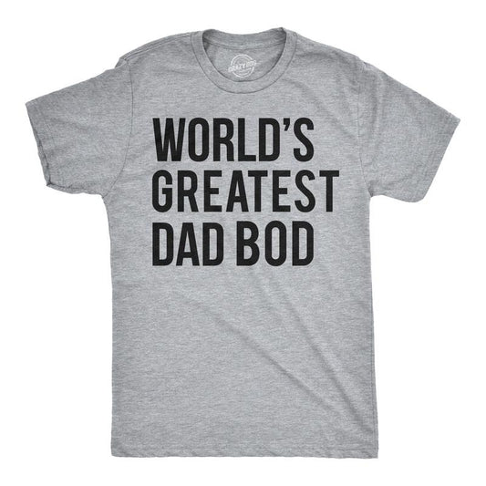 Mens Worlds Greatest Dad Bod T Shirt Perfect Gift for Dad Funny Father's Day Tee Mens Funny T Shirts Cool Tees Soft Stylish Casual Menswear Dad Joke Apparel for Men Funny Fitness Short Sleeve Novelty Light Grey