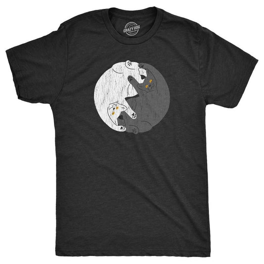 Mens Yin Yang Cats T Shirt Funny Kitten Lovers Light And Dark Tee For Guys Mens Funny T Shirts Cool Tees Soft Stylish Casual Menswear Funny Cat T Shirt Novelty Tees for Men Black -