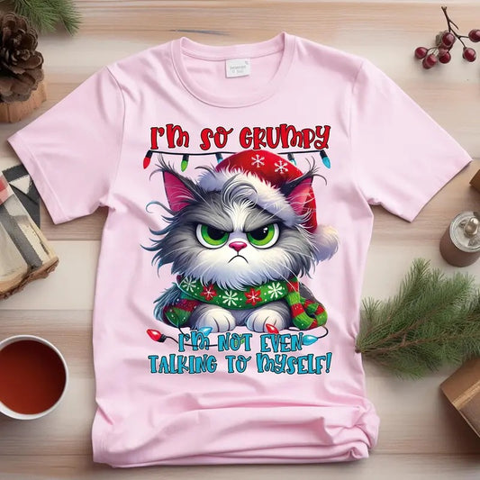Meowy Christmas Vibes Unisex T-Shirt - Medium-Heavy Fabric, Loose Fit - Pullover