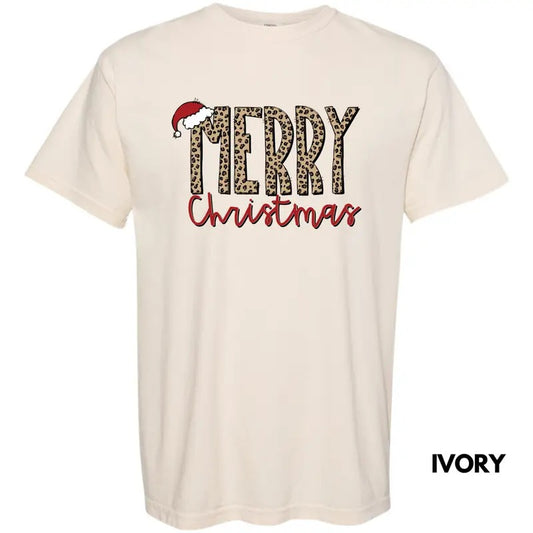 Merry Christmas Leopard Comfort Colors T-Shirt