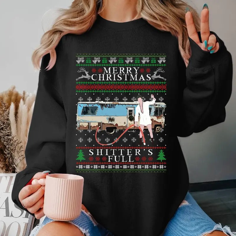 Merry Christmas Shitter's Full Ugly Cousin Eddie Shitter's Full Shirt National Lampoon's Christmas Sweatshirt Movie Shirt best  couples