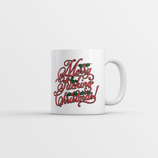 Merry F*cking Christmas Mug Funny Sarcastic Christmas Graphic Novelty Coffee Cup-11oz Funny Coffee Mugs Ceramic Printed Drinkware Cup