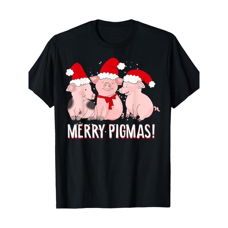Merry Pigmas Funny Three Pigs Lover Christmas Farmers Tee T-Shirt-made in usa