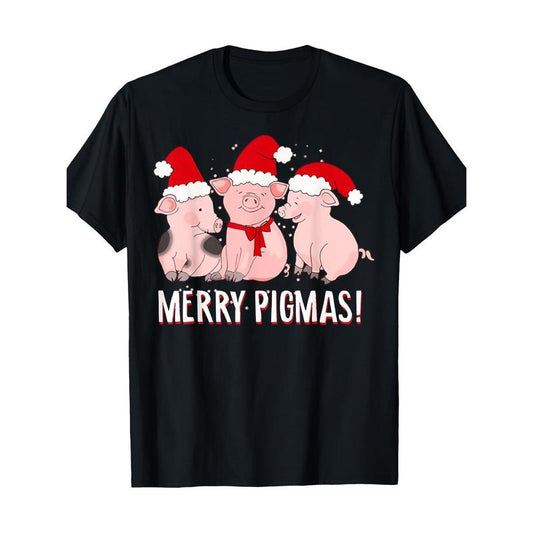 Merry Pigmas Funny Three Pigs Lover Christmas Farmers Tee T-Shirt-made in usa