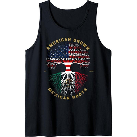 Mexico Country Lover Proud American Grown Mexican Roots Tank Top made in USA