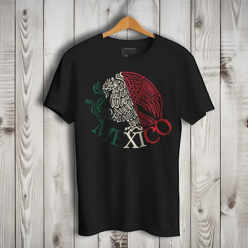 Mexico Mexican Flag Eagle 2.0 Short Sleeve T-Shirt- Playera Patriota De Mexico Casual Classic