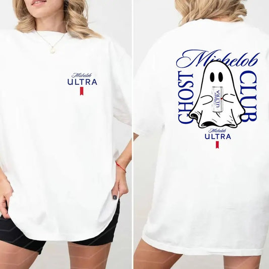 Michelob Ultra Cute Boo Ghost Halloween 2 Sided T-Shirt, Michelob Ultra Halloween Shirt For Men And Women, Halloween Cute Ghost Trendy Shirt