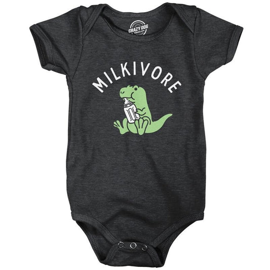 Milkivore Baby Bodysuit Funny Cute Milk Drinking Baby Dinosaur Jumper For Infants Funny Baby Onesies Funny Sarcastic Onesie Novelty Onesie Black -