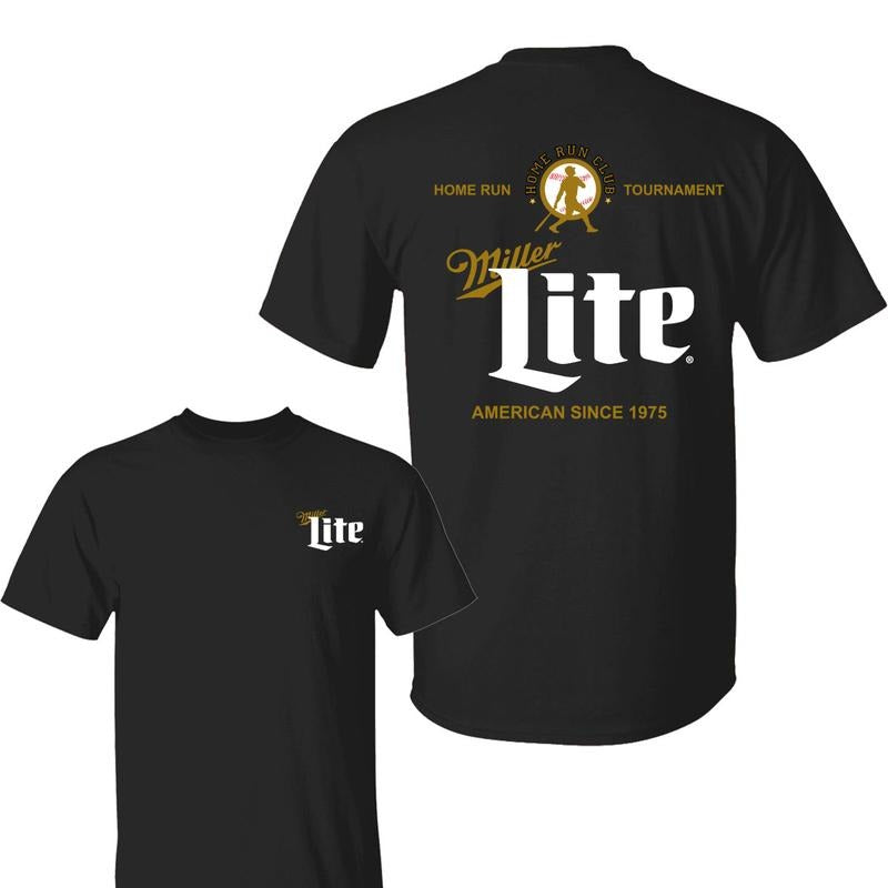 Miller Lite Home Run Shirt, Baseball Tournament Graphic with Classic Logo, Long Sleeve, Unisex For Men, For Women