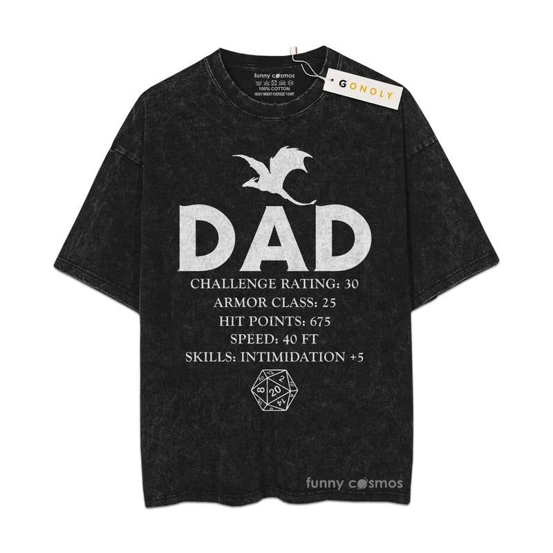 [ Mineral Wash ] Challenge Rating 30 Shirt Dungeon RPG DND Tabletop Dragons Dice Games LS, Father's Day Gifts Graphic Washed Style Shirt