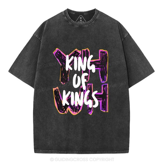 [ Mineral Wash ] King Of Kings Christian Washed TShirt Jesus Graphic Washed Style Shirt