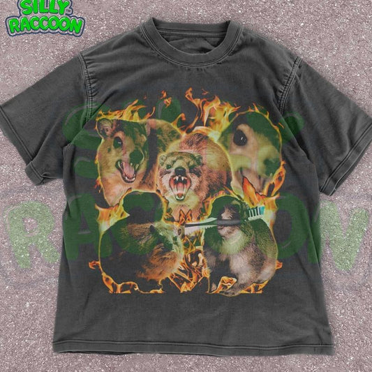 [ Mineral Wash ] Unhinged Rock Hyrax Tshirt , Cringe Dank Meme Graphic Tee , Ironic Animal Shirt , Weirdcore Grunge Tshirt , Animal Lover Washed Gift