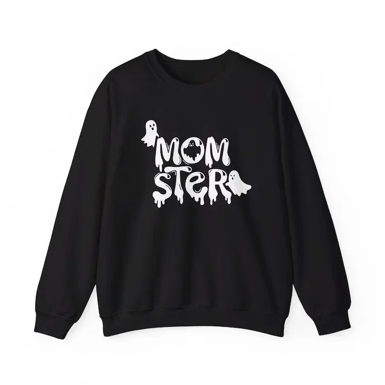 Mom Sweatshirt Halloween Crewneck Mother Sweater New Mom Gift First Halloween Momster Parent Outfit Funny Birthday Pullover for Mom Friend