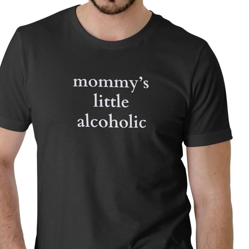 Mommy's Little Alcoholic Funny T-Shirt Unisex Medium Cotton Casual Humor Style Comfortable Day Out
