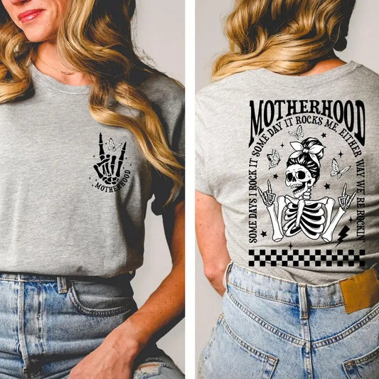 Motherhood Rock Skeleton Shirt Some Days I Rock It Mom Shirt Trendy Mom Shirt Rocking Motherhood Tee Funny Mama Shirt Gift Mom Life Tee Cotton Top