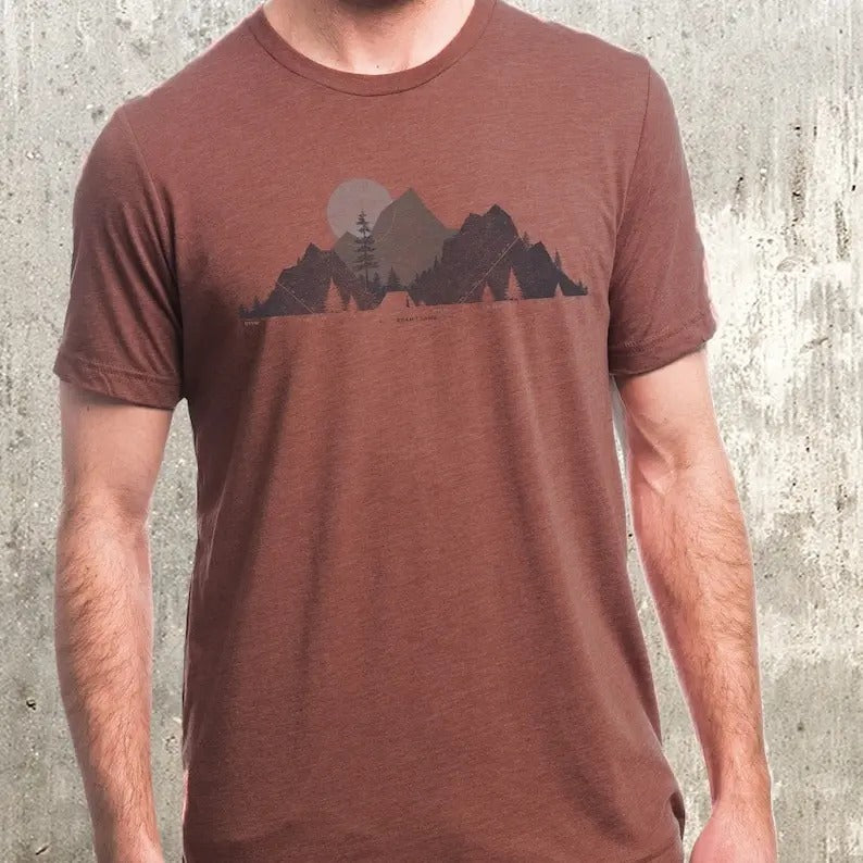 Mountain Graphic Tee - Camp & Topo Tee - Camping TShirt - Men's Mountain TShirt - Outdoors T-Shirt - Environmental Shirt