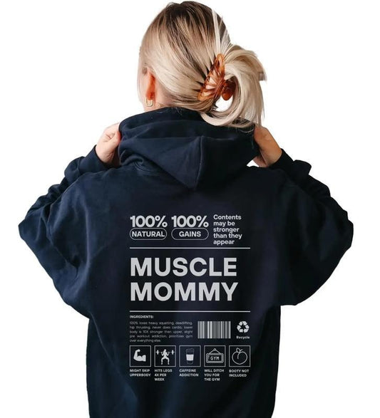 Muscle Mommy Hoodie, Oversized Fit Gym Sweatshirt, Pump Cover Hoodie, Pump Cover Shirt, Weightlifting Hoodie, Gift for Gym Cotton Fabric