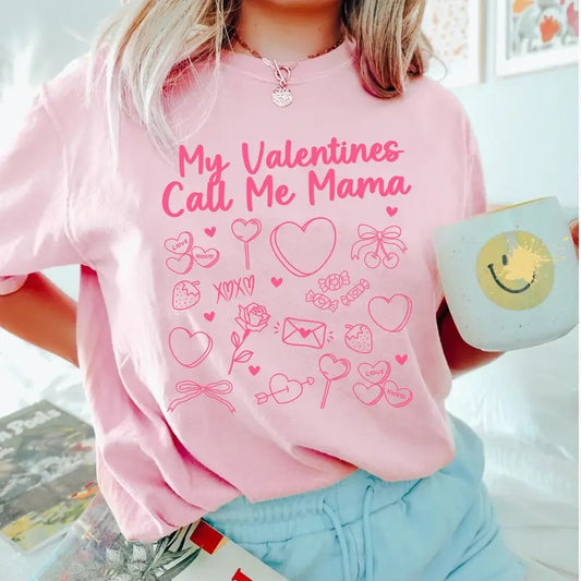 My Valentines Call Me Mama T-shirt, Valentine Mom Shirt, Valentine Gift for Mom