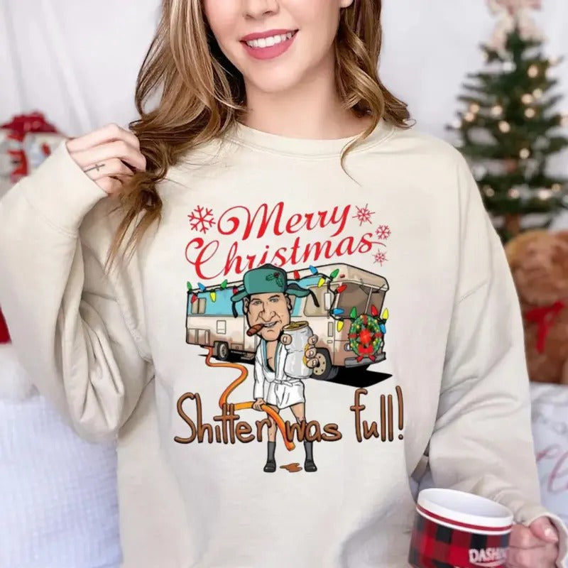 National Lampoons Vacation Sweater Shirt, Merry Christmas Shitter Was Full Tee, Unisex Short Sleeve Tee